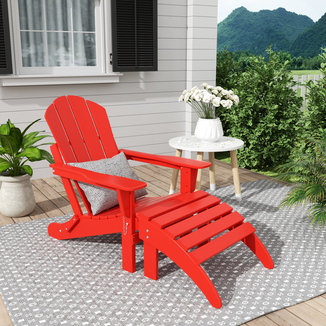 Malibu 2-Piece Classic Folding Adirondack Chair with Ottoman Set