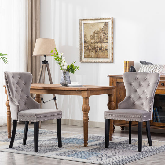 Wordford Velvet Upholstered Tufted Dining Chairs (Set of 2)