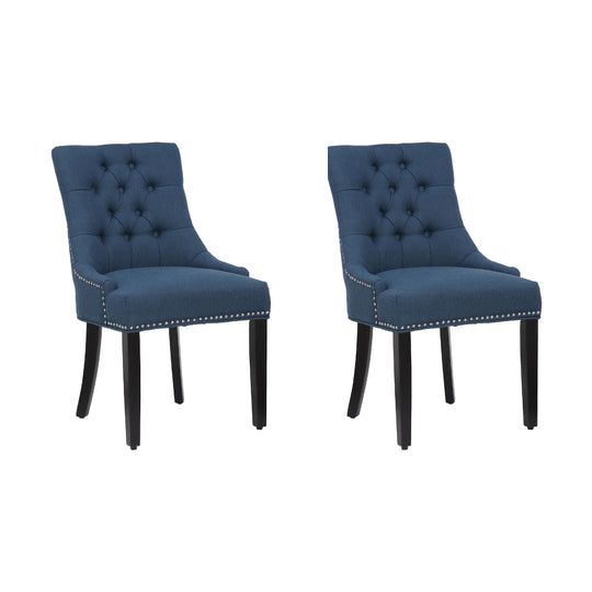 Hayes Upholstered Wingback Button Tufted Dining Chair (Set of 2)