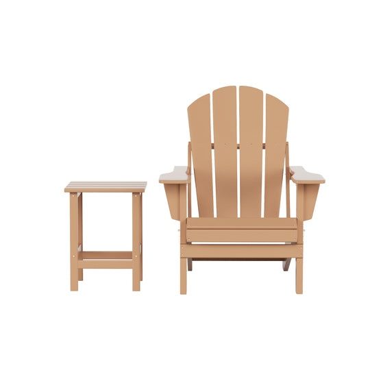 Malibu Outdoor Folding Poly Adirondack Chair with Side Table Set