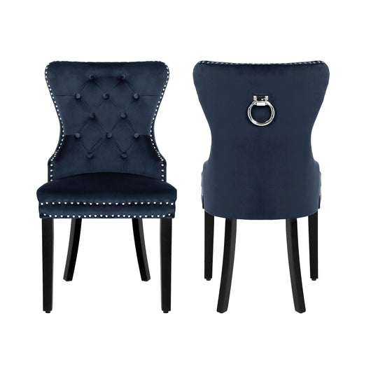 Wordford Velvet Upholstered Tufted Dining Chairs (Set of 2)