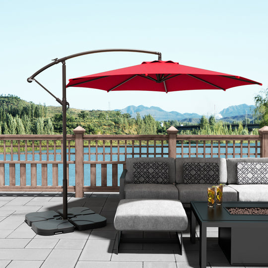 Moriti 10 Ft Outdoor Patio Cantilever Offset Umbrella with Base Weights