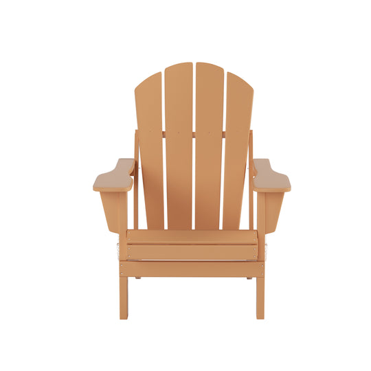 Malibu 3-Piece Classic Folding Adirondack Chair with Ottoman Side Table Set