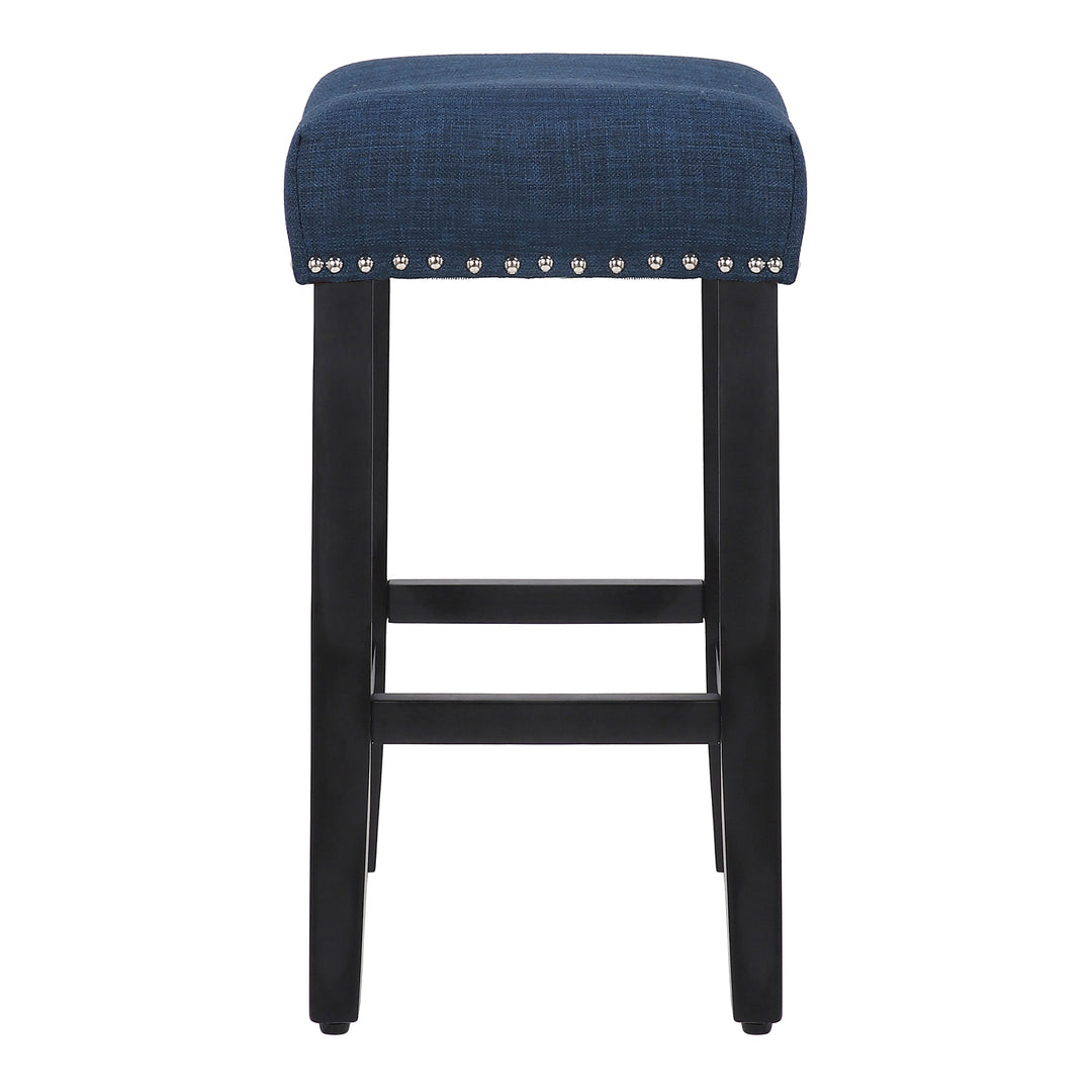 Lenox 24" Upholstered Saddle Seat Counter Stool, Black