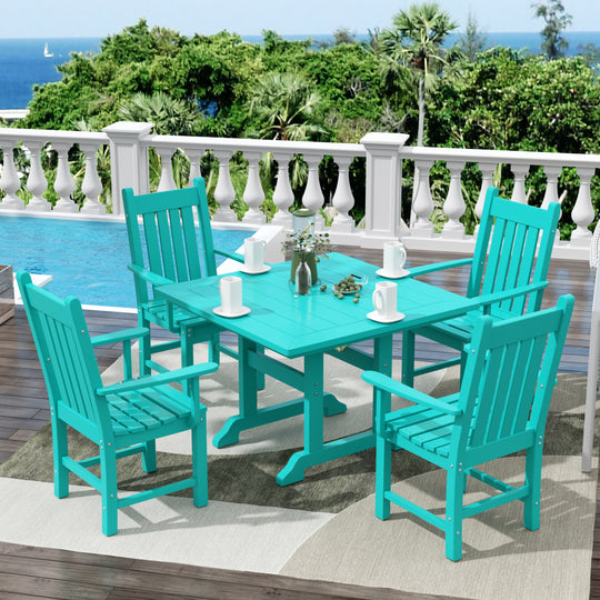 Malibu 5 Piece Outdoor Patio Dining Set Outdoor Square Table and Armchair