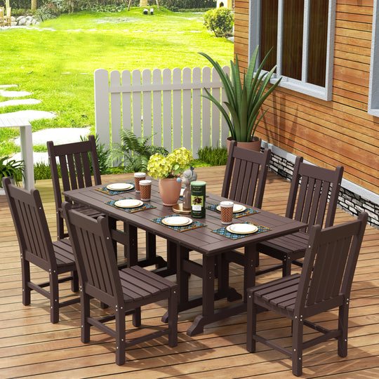 Malibu 7 Piece Outdoor Patio Dining Set Outdoor Dining Table with Side Chair