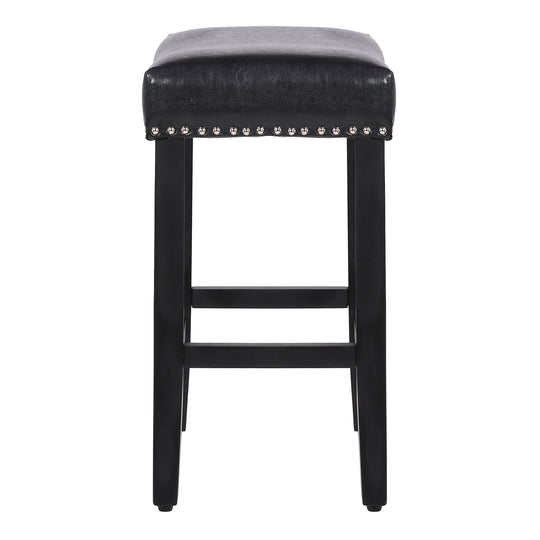 Lenox 24" Upholstered Saddle Seat Counter Stool, Black