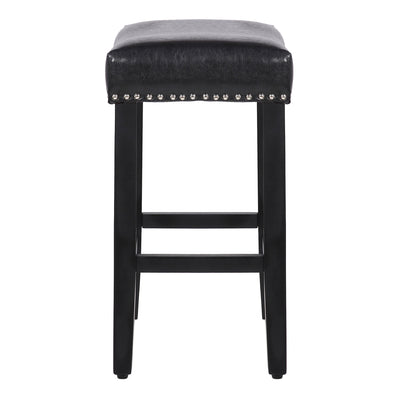 Lenox 24" Upholstered Saddle Seat Counter Stool, Black