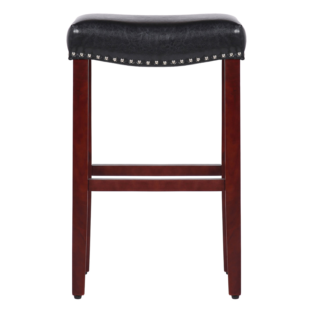 Lenox 29" Upholstered Saddle Seat Bar Stool, Cherry Red