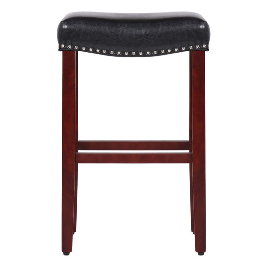 Lenox 29" Upholstered Saddle Seat Bar Stool, Cherry Red