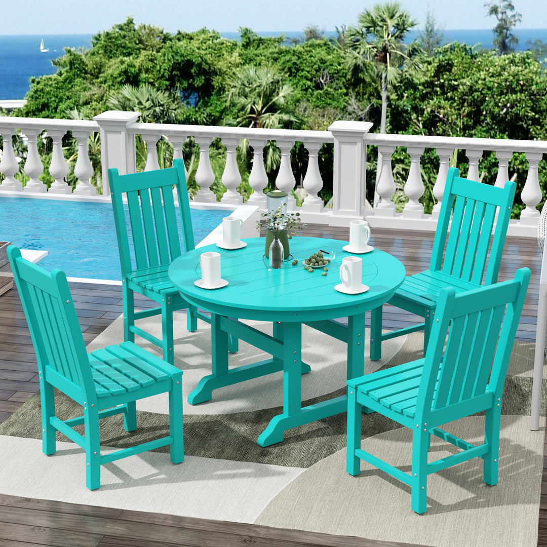 Malibu 5 Piece Outdoor Patio Dining Set Outdoor Round Table and Side Chair