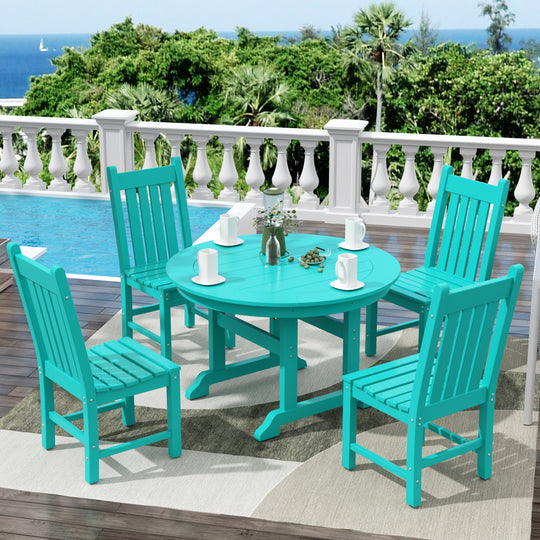 Malibu 5 Piece Outdoor Patio Dining Set Outdoor Round Table and Side Chair