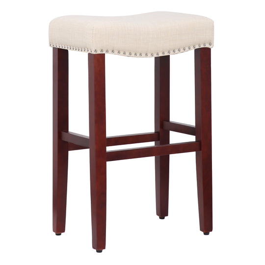 Lenox 29" Upholstered Saddle Seat Bar Stool, Cherry Red