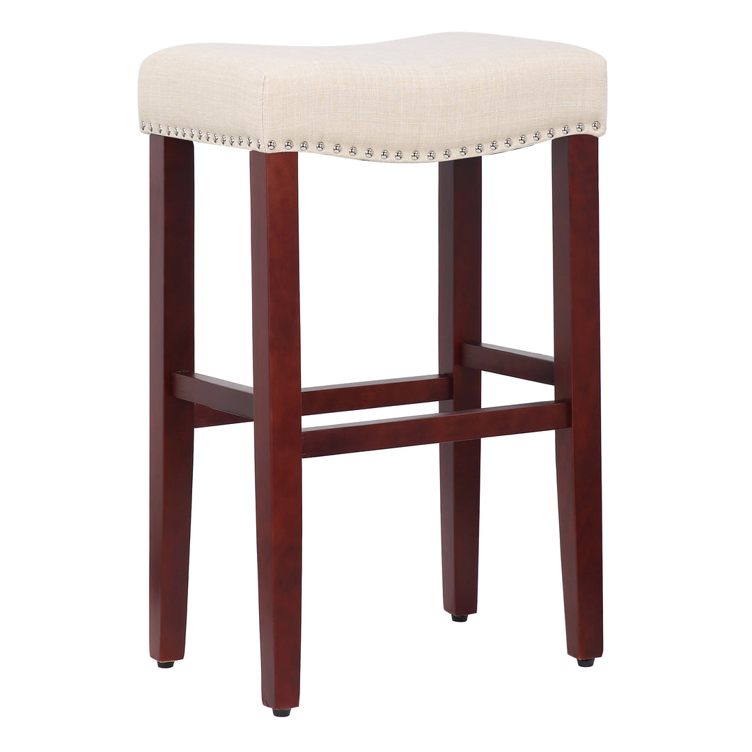 Lenox 29" Upholstered Saddle Seat Bar Stool (Set of 2), Cherry Red