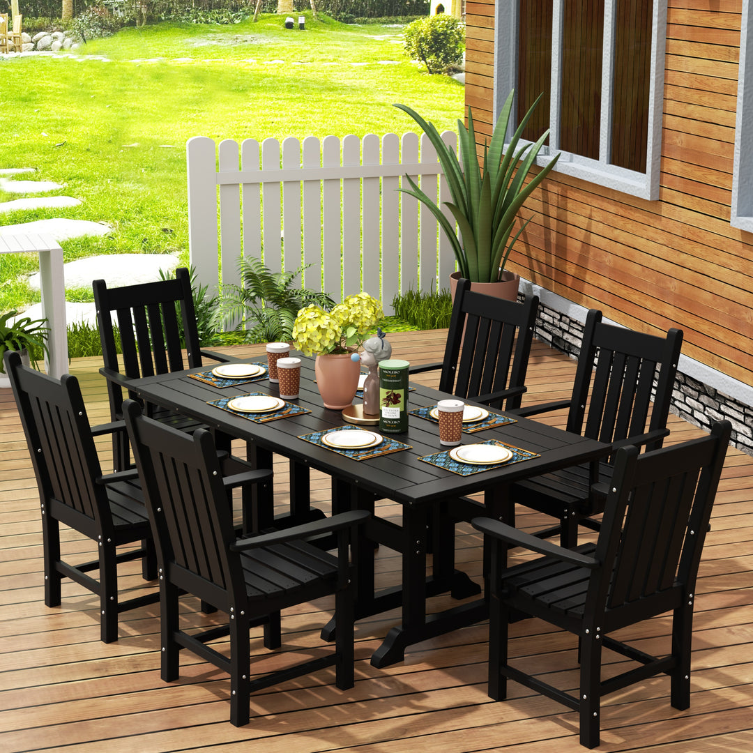 Malibu 7 Piece Outdoor Patio Dining Set Outdoor Dining Table with Armchair