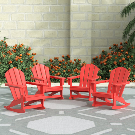 Malibu Outdoor Patio Porch Rocking Adirondack Chair (Set of 4)