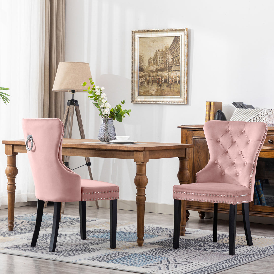 Wordford Velvet Upholstered Tufted Dining Chairs (Set of 2)