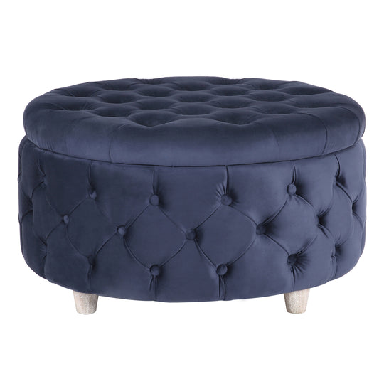 Wordford Round Velvet Tufted Storage Ottoman