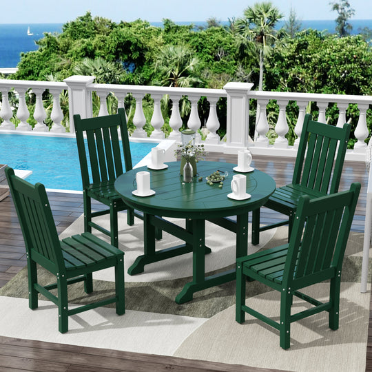 Malibu 5 Piece Outdoor Patio Dining Set Outdoor Round Table and Side Chair