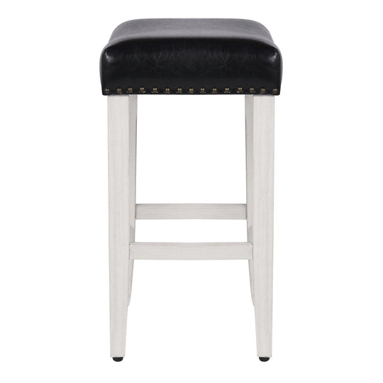 Lenox 24" Upholstered Saddle Seat Counter Stool, Antique White