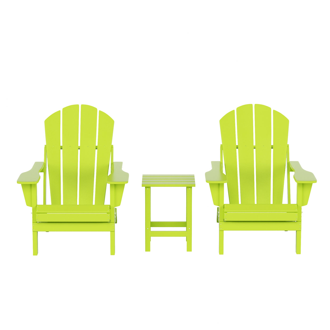 Malibu 3-Piece Set Outdoor Folding Adirondack Chairs with Side Table