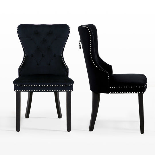 Wordford Velvet Upholstered Tufted Dining Chairs (Set of 2)