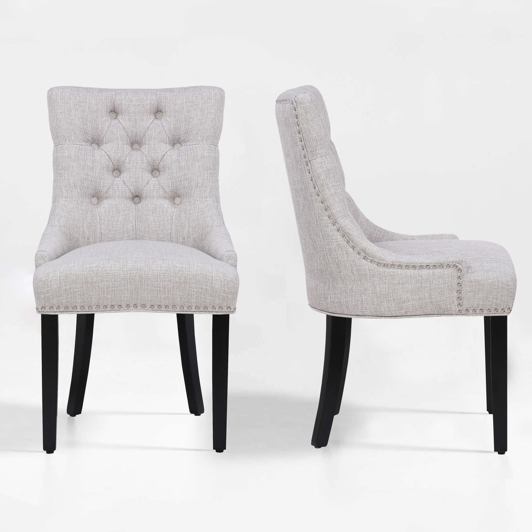 Hayes Upholstered Wingback Button Tufted Dining Chair (Set of 2)