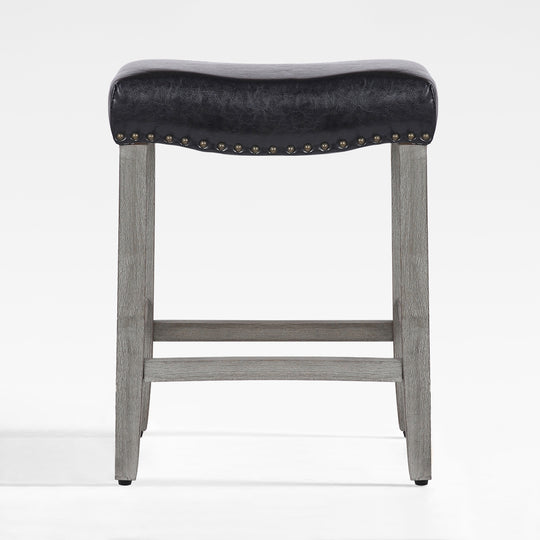 Lenox 24" Upholstered Saddle Seat Counter Stool, Antique Gray