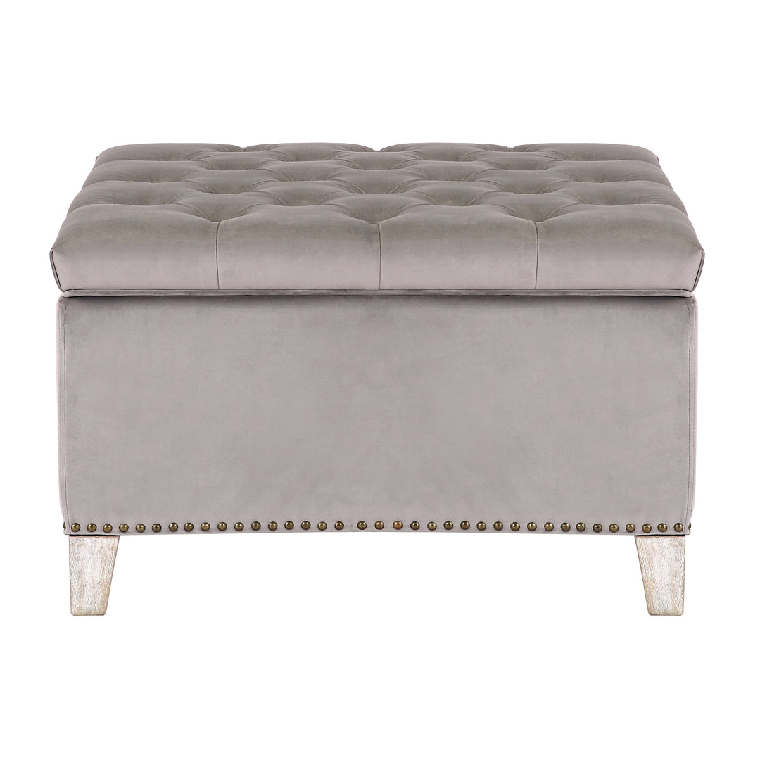 Wordford Square Velvet Tufted Storage Ottoman