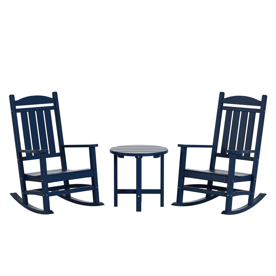 Malibu 3-Piece Outdoor Patio Porch Rocking Chair with Side Table Set