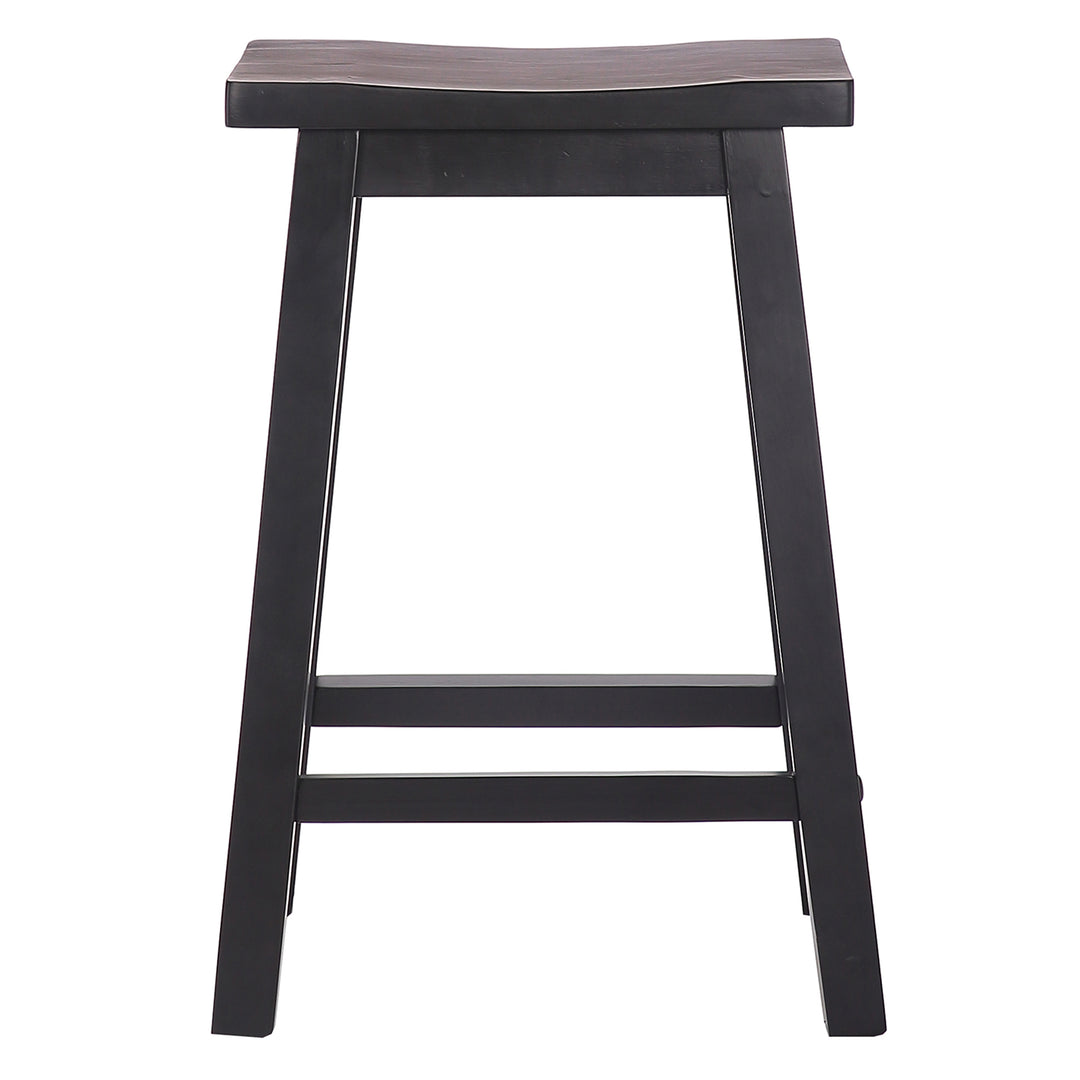 Reed 24" Solid Wood Saddle Counter Stool (Set of 2)