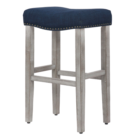 Lenox 29" Upholstered Saddle Seat Bar Stool (Set of 2), Antique Gray