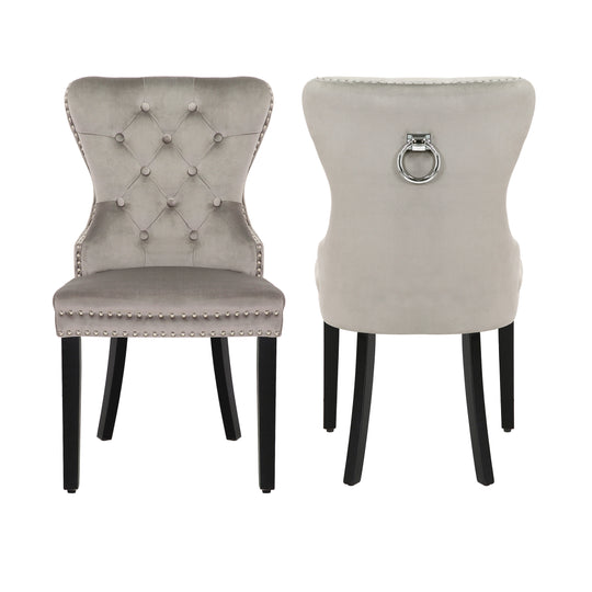 Wordford Velvet Upholstered Tufted Dining Chairs (Set of 2)