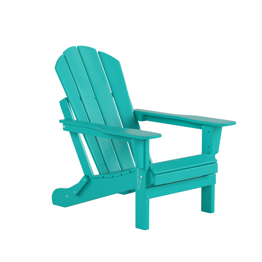 Malibu Outdoor Folding Poly Adirondack Chair with Coffee Table 3 Pieces Set