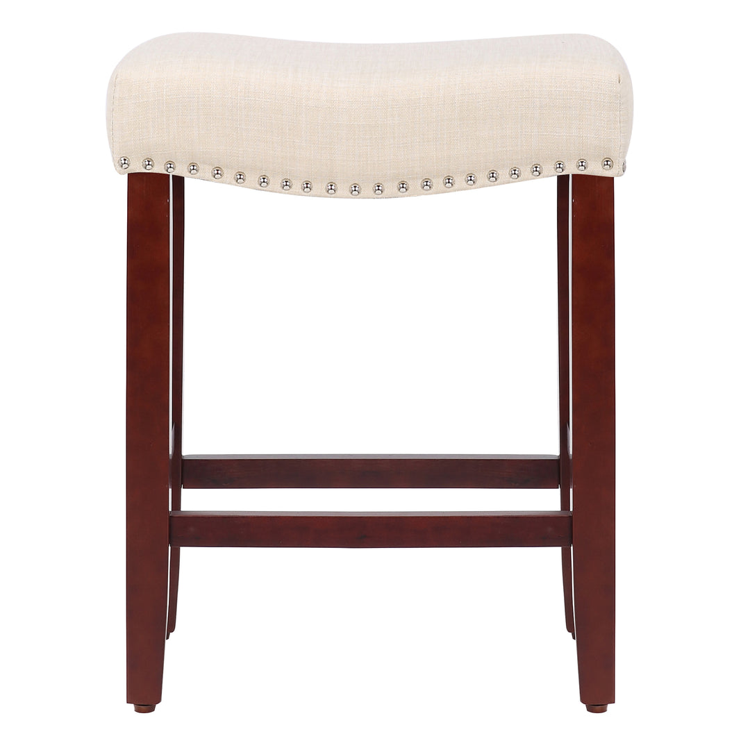 Lenox 24" Upholstered Saddle Seat Counter Stool, Cherry Red