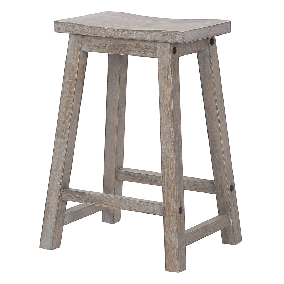 Reed 24" Solid Wood Saddle Counter Stool (Set of 2)