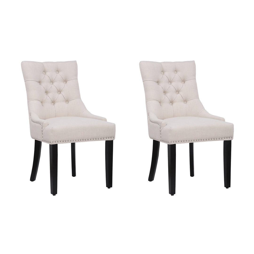 Hayes Upholstered Wingback Button Tufted Dining Chair (Set of 2)