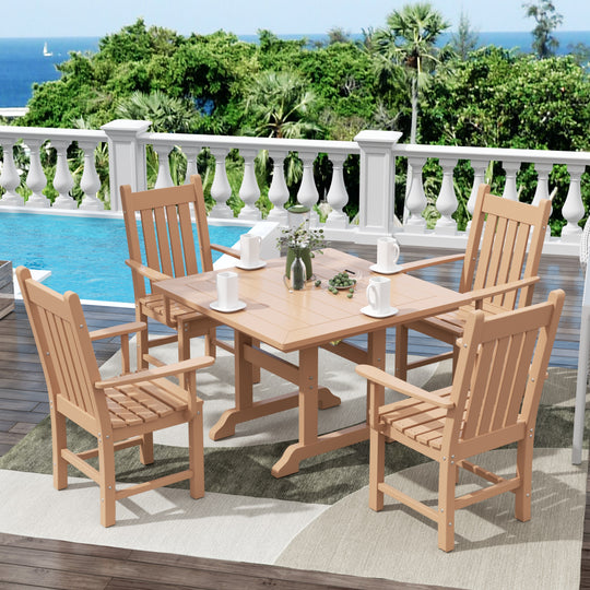 Malibu 5 Piece Outdoor Patio Dining Set Outdoor Square Table and Armchair