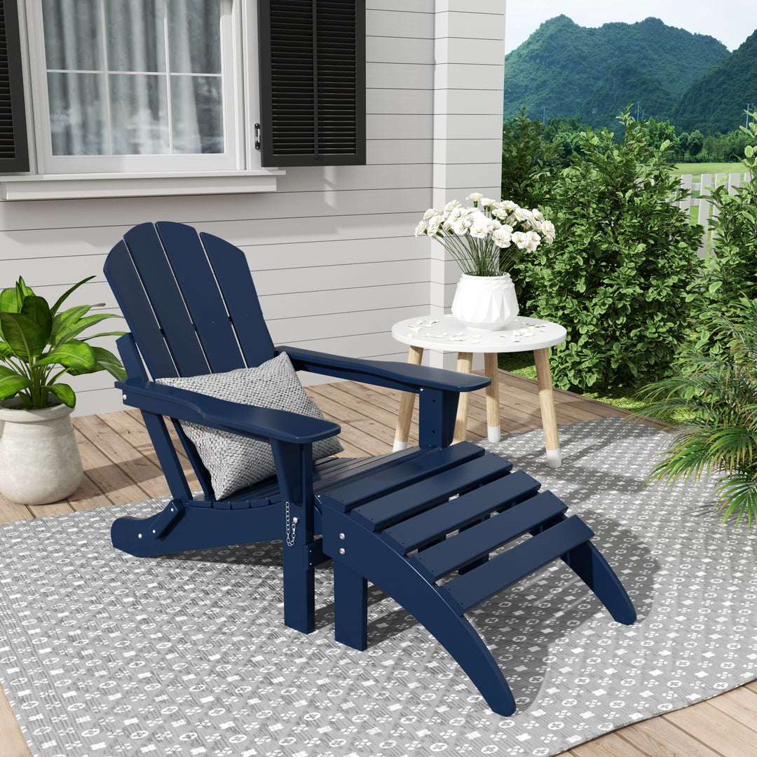 Malibu 2-Piece Classic Folding Adirondack Chair with Ottoman Set