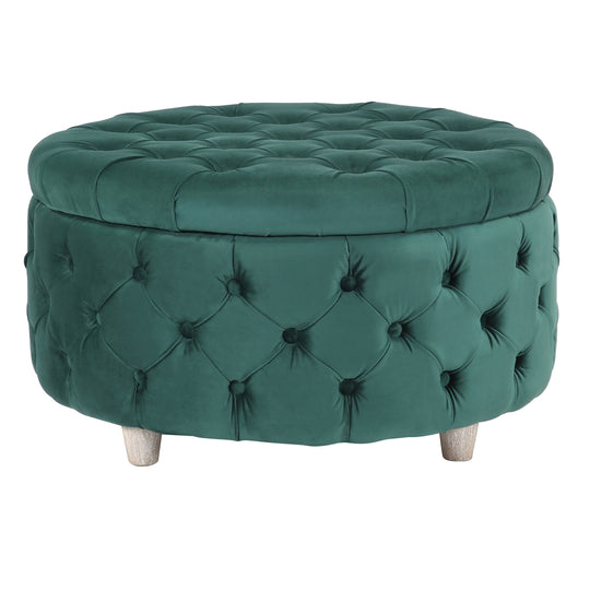 Wordford Round Velvet Tufted Storage Ottoman