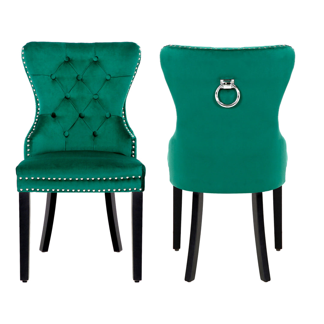 Wordford Velvet Upholstered Tufted Dining Chairs (Set of 2)