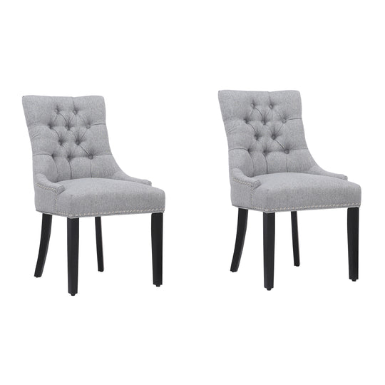 Hayes Upholstered Wingback Button Tufted Dining Chair (Set of 2)