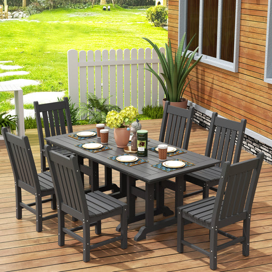 Malibu 7 Piece Outdoor Patio Dining Set Outdoor Dining Table with Side Chair