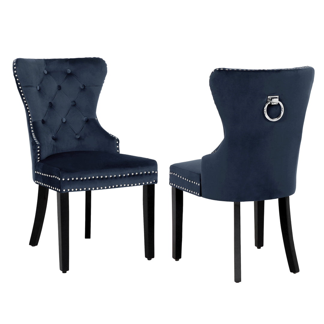 Wordford Velvet Upholstered Tufted Dining Chairs (Set of 2)