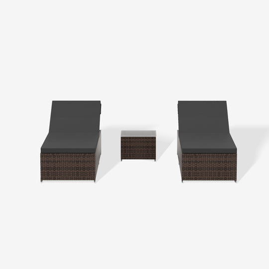 Muriel 3-Piece Outdoor Wicker Chaise Lounge with Side Table Set