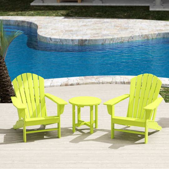 Dylan 3-Piece Outdoor Adirondack Chair with Side Table Set