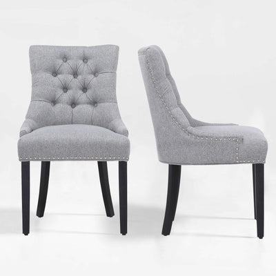 Hayes Upholstered Wingback Button Tufted Dining Chair (Set of 2)