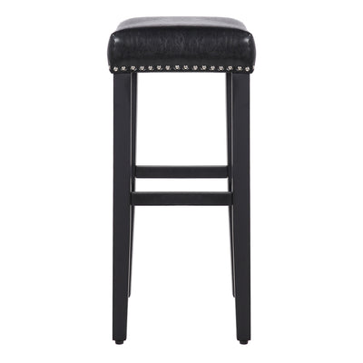 Lenox 29" Upholstered Saddle Seat Bar Stool, Black