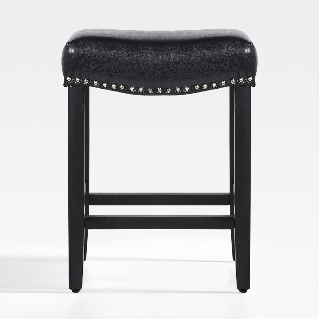 Lenox 24" Upholstered Saddle Seat Counter Stool, Black