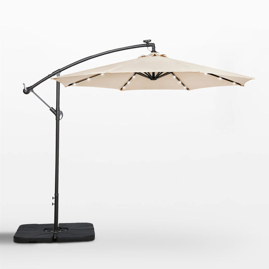 Albert 10 Ft Outdoor Solar LED Cantilever Umbrella with Base Weights